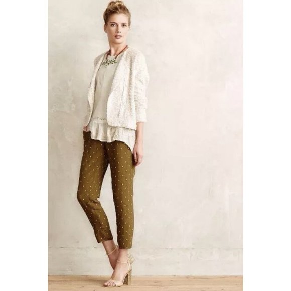 Anthropologie Elevenses Goldform Olive Trousers - Picture 4 of 5